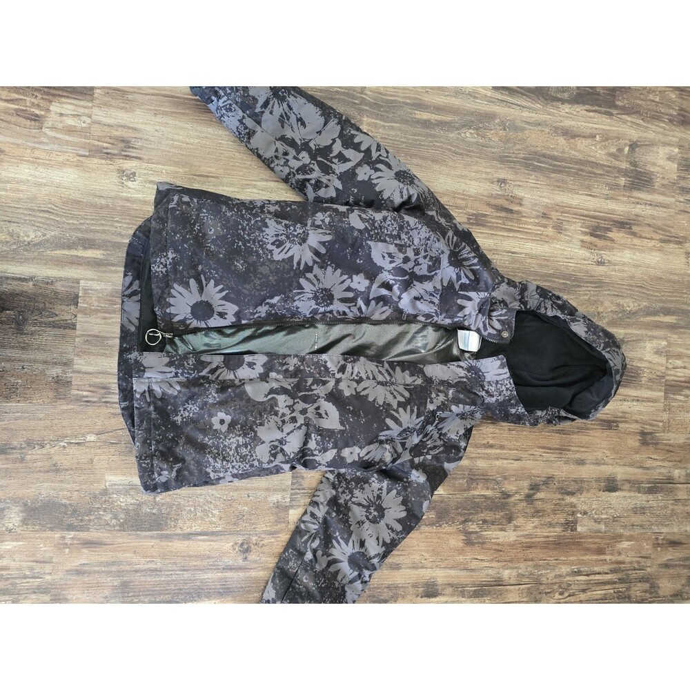 Columbia Omniheat Interchange Convertible Black Floral Winter Jacket Kids XL